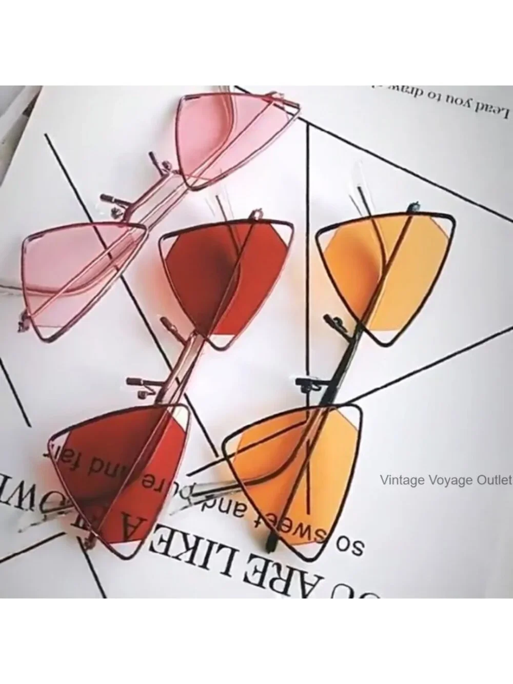 Retro Triangle Sunglasses Unisex UV Protection Metal Frame Classic Stylish